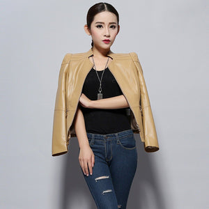 Genuine Sheep Leather Jacket Women's Leather Motorcycle Jacket