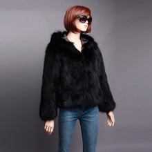 Load image into Gallery viewer, Women&#39;s Natural Raccoon Fur Coat Hoodie Real Fur Female Outwear 151258
