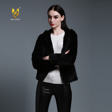 Load image into Gallery viewer, Women&#39;s Genuine Knitted Mink Fur Coat with Hood Winter jacket Women 15131