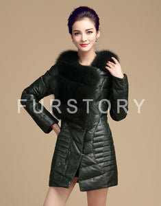 Genuine Leather Women's Winter Down Coat Real Fox Fur Collar Decoration Female Outwear
