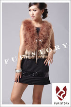 Load image into Gallery viewer, Natural Turkey Fur Vest with Rabbit Fur Fringe Jacket Coat Gilet 7 Colors