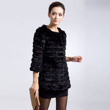 Load image into Gallery viewer, Women&#39;s  Long Style  Real Rabbit Fur Coat Full Pelt Natural Fur Coat 010109