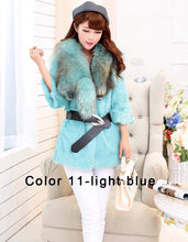 Load image into Gallery viewer, Natural Rabbit Fur Coat Jacket Real Raccoon Dog Fur Collar Trim Thick Jacket