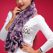 Load image into Gallery viewer, Real REX Rabbit Fur Scarf Fur Grape Decoration Wrap Cape Shawl Neck Warmer Green 16 Colors Available FS13501