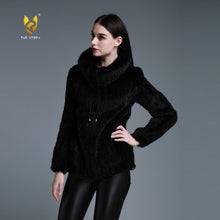 Load image into Gallery viewer, Women&#39;s Knitted Mink Fur Coat Women Big Collar Zipper Winter jacket 15199