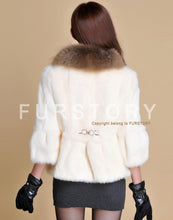 Load image into Gallery viewer, Real Rabbit Fur Coat Raccoondog Fur Collar with Hood Overcoat Jacket Waistcoat 7colors Short Version FS13073