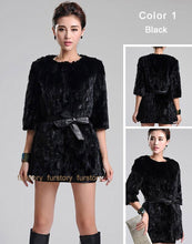Load image into Gallery viewer, Women&#39;s Natural Mink Fur Coat with Belt Three Quarter Three Quarter