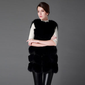 Women's Genuine Rabbit Fur Vest long style garment Women 15207