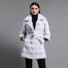Load image into Gallery viewer, Women's Genuine Mink Fur Coat Women With Suit Collar Warm Long Overcoat  16047