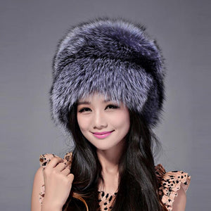 Fur Story FS13609 Women's Genuine Fox Fur Hat Women Ears Warmer Headdress Women Hat