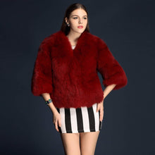 Load image into Gallery viewer, Winter Women&#39;s Real Fox Fur Coat Three Quarter Sleeve Furry Jackets