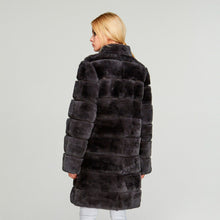 Load image into Gallery viewer, Women&#39;s Genuine Rabbit Fur Coat  Stand-up Collar Winter Overcoat Detachable 18136