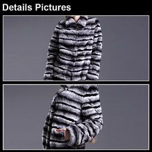 Load image into Gallery viewer, FS16119 Real Rex Rabbit Fur Coat Chinchilla Color Turn-down Collar Women&#39;s Natural Fur Jacket Fur Story