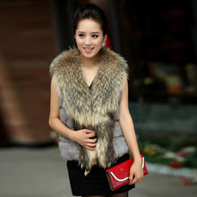 Load image into Gallery viewer, Natural Rabbit Fur Knitter Sweater Long Vest Waistcoat Jacket