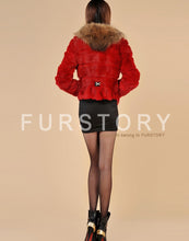 Load image into Gallery viewer, Rabbit Fur Coat Women&#39;s with Big Raccoon Fur Collar Real Natural Fur Coats Female