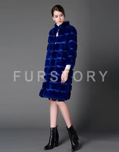 Load image into Gallery viewer, Natural Rex Rabbit Coat Women Grace Long Overcoat Jacket Winter Outerwear
