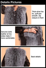 Load image into Gallery viewer, Natural Silver Fox Fur Vest Lamb Leather Luxury Fur Waistcoat Jacket