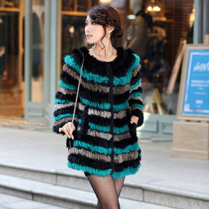 Knitted Rabbit Fur Coat Jacket Vest Sweater Long and Short Version 13003