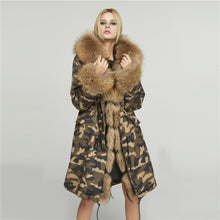 Load image into Gallery viewer, Fur Story FS18113 Women&#39;s Genuine Rabbit Fur Lining Big Hood Jacket Fur Cuffs and Placket Women Parka