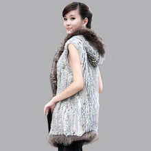 Load image into Gallery viewer, Women&#39;s Fur Vest Handmade Knitted Rabbit Fur Waistcoat Natural Fur Vest Female 15272