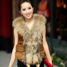 Load image into Gallery viewer, Natural Rabbit Fur Knitter Sweater Long Vest Waistcoat Jacket