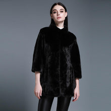 Load image into Gallery viewer, Women&#39;s Genuine Mink Fur Coat Women Pure Black Color Outerwear 161205