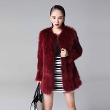 Load image into Gallery viewer, Women&#39;s Natural Fox Fur Coat Winter Full Sleeve Long Fox Fur Big Patches Real Fur Coat Female