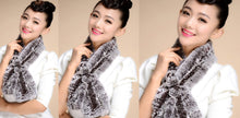 Load image into Gallery viewer, Real REX Rabbit Fur Scarf Flower Decoration Wrap Cape Shawl Neck Warmer Various Colors Soft Fur FS14507