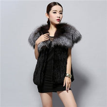 Load image into Gallery viewer, Women&#39;s Knitted Real Mink Fur Splicing Silver Fox Fur Vest Real Fur Vest Female