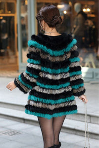 Knitted Rabbit Fur Coat Jacket Vest Sweater Long and Short Version 13003