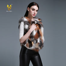 Load image into Gallery viewer, Hot Sale Winter Women&#39;s Real Fox Fur Vest Furry Natural Fur Waistcoat Female Patches Style Natural Color Vests Fur Story FS16215