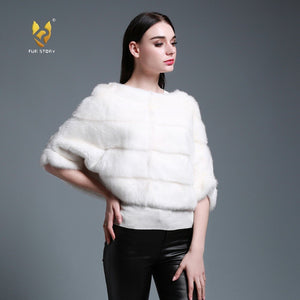 Women's Genuine Mink Fur Coat Women Bat Sleeved Coat for Women 16143