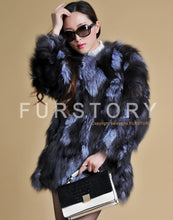 Load image into Gallery viewer, Real Silver Fox Fur Coat Women&#39;s  Overcoat  Full Sleeve Supper Thick Plus Size 13053