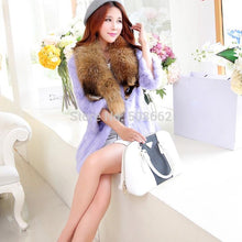 Load image into Gallery viewer, Natural Rabbit Fur Coat Jacket Thick Jacket Winter Long Overcoat
