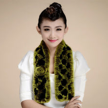 Load image into Gallery viewer, Real REX Rabbit Fur Scarf Wrap Cape Shawl Neck Warmer Women Scarf Flower Decoration FS14509