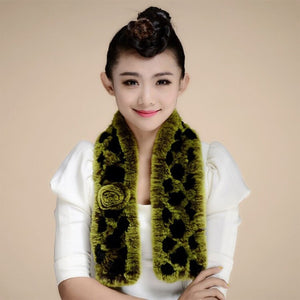 Real REX Rabbit Fur Scarf Wrap Cape Shawl Neck Warmer Women Scarf Flower Decoration FS14509