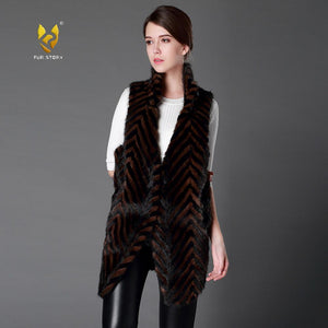 Plus Size Women's Real Mink Fur Vest Real Fur Vest Female 15217