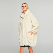 Load image into Gallery viewer, Fur Story FS18118 Women&#39;s Genuine Mink Fur Long Coat Winter Warm Hood Cocoon Jacket