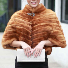 Load image into Gallery viewer, Genuine Mink fur shawl poncho stole cape wrap high-quality Mink fur highly recommend FS070317