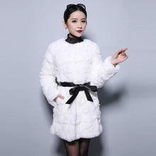 Load image into Gallery viewer, natural Rabbit Fur Coat Full Sleeve Overcoat Women Outerwear Winter 110cm Length