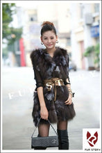 Load image into Gallery viewer, Silver Fox Fur Vest Waistcoat Coat Jacket Ladies&#39; Garment Long Version Nature Color