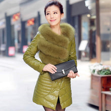 Load image into Gallery viewer, Genuine Leather Women&#39;s Winter Down Coat Real Fox Fur Collar Decoration Female Outwear