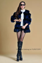 Load image into Gallery viewer, Real Raccoon &amp; Rabbit Fur Coat Jacket Overcoat Bright Color Commuter Style FS13011