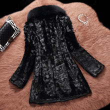 Load image into Gallery viewer, Women&#39;s Genuine Mink Fur Coat  Hoodie with Real Fox Fur Collar Fur Jacket 16156