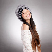 Load image into Gallery viewer, Cute Hats Fur Hat for Women Knitted Real Mink Fur Hat Fur Cap 14623