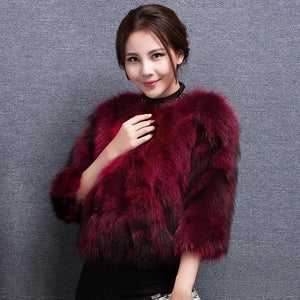 Women's Winter Coat Raccoon Real Fur Coats Female Round Collar Women Jackets 15160