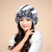 Load image into Gallery viewer, Women&#39;s Winter Hat Knitted Real REX Rabbit Fur Hat Top Quality Beanie Hat 14602