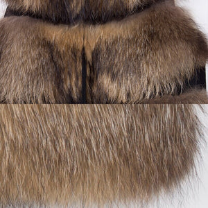 Natural Raccoon Fur Vest Classic Style Whole Leather Fur Waistcoat Jacket