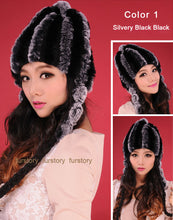 Load image into Gallery viewer, Women Beanies Real Rex Rabbit Fur Hat Ear Muffs Winter 13605