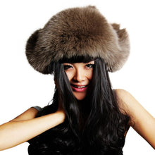 Load image into Gallery viewer, Winter Women&#39;s Fox Fur Hat Bomber Hats Cap Tapper Hat Snow Cap Fur millinery  Ear Protector Cap Warm Hat Fur Story FS060101